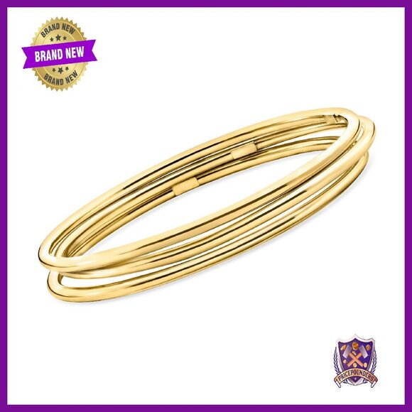 Jewelry - 22kt Gold Over Sterling Silver Bangle Bracelets Set of 3